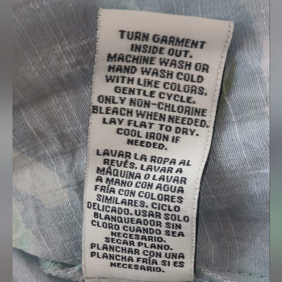 Zack & Rachel Floral Bell Sleeve Boho Peasant Top Size XL Blue Green - Picture 7 of 12